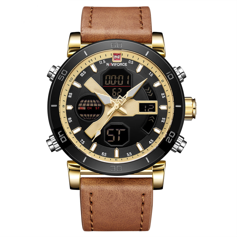 NAVIFORCE 9132 Waterproof Dual Display Watch Student Sport Quartz Watches