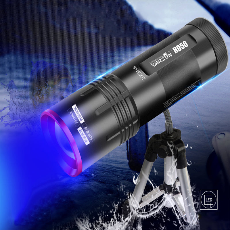 WARSUN HD50 3x LED Powerful Zoomable USB Rechargeable Flashlight Outdoor Waterproof Night Hunting Fishing Flashlight 4x 18650 Torch