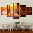 HD spray painting wall painting 5 pieces forest elk paints pictures canvas home decorations painting mural