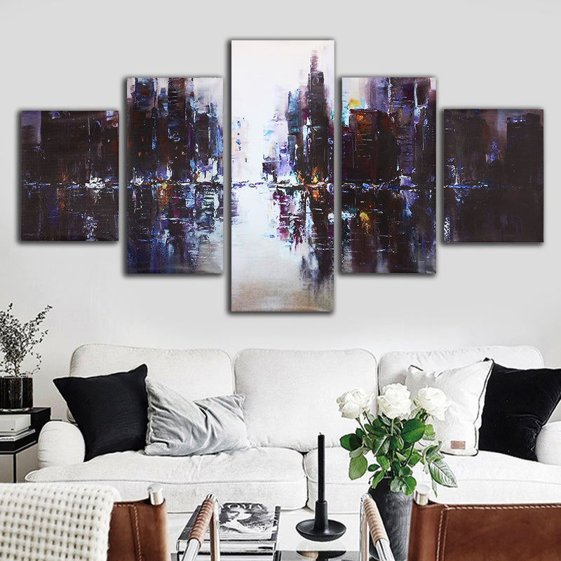 5Pcs Abstract Modern City Canvas Print Paintings Picture Home Wall Decor Unframed