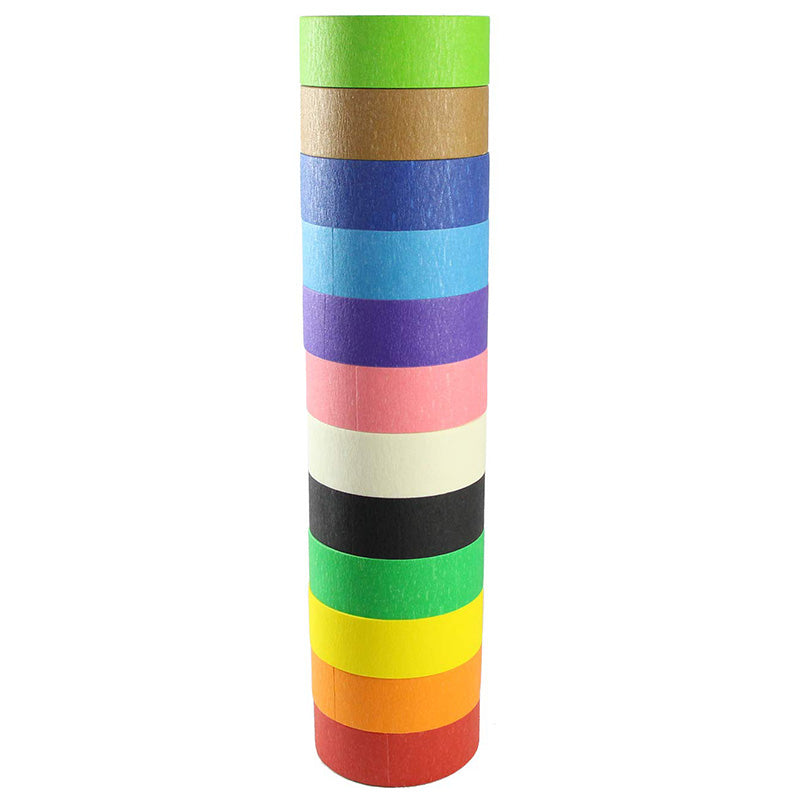 Colored Masking Tape,12 Pieces 1 Inch X 20 M Rainbow Masking Labeling Tape, F4J9