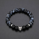 Fashion Men's Beads Bracelet Leopard Charm Natural Stone Adjustable Bracelets