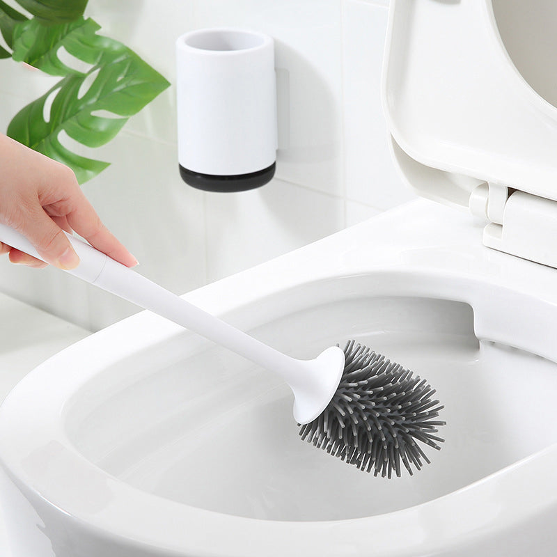 Wall Mounted /Floor Stand 360 TPR Soft Bristle Silicone Toilet Cleaning Brushes with Holder