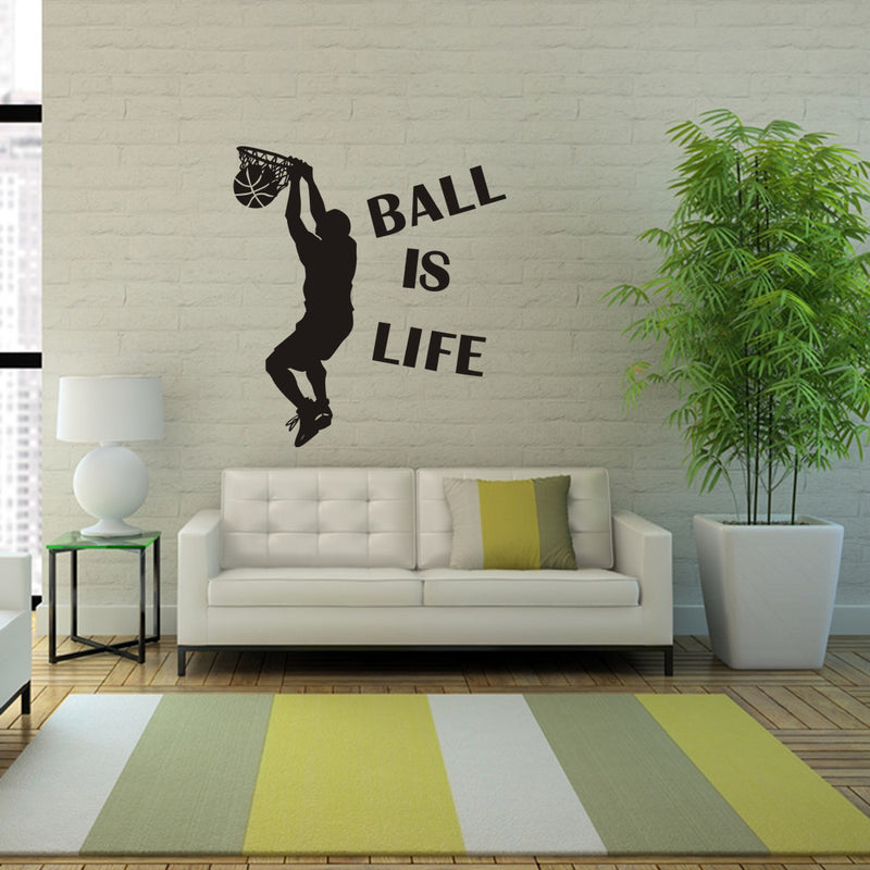 1PC Hot Sale Wallpaper Ball Is Life Playing Basketball Sport Wall Sticker for Kids Rooms Mural Decor