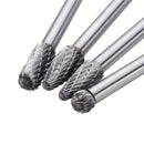 Drillpro 4Pcs 150-160mm Tungsten Carbide Rotary Burr Set 6mm Shank for Die Grinder Drill DIY Woodworking Metal Carving Polishing Engraving Drilling