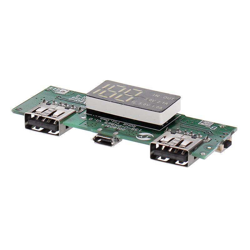 LED Dual USB 5V 2.1A Micro USB Input Power Bank 18650 Battery Charger Board Overcharge Overdischarge Short Circuit Protection
