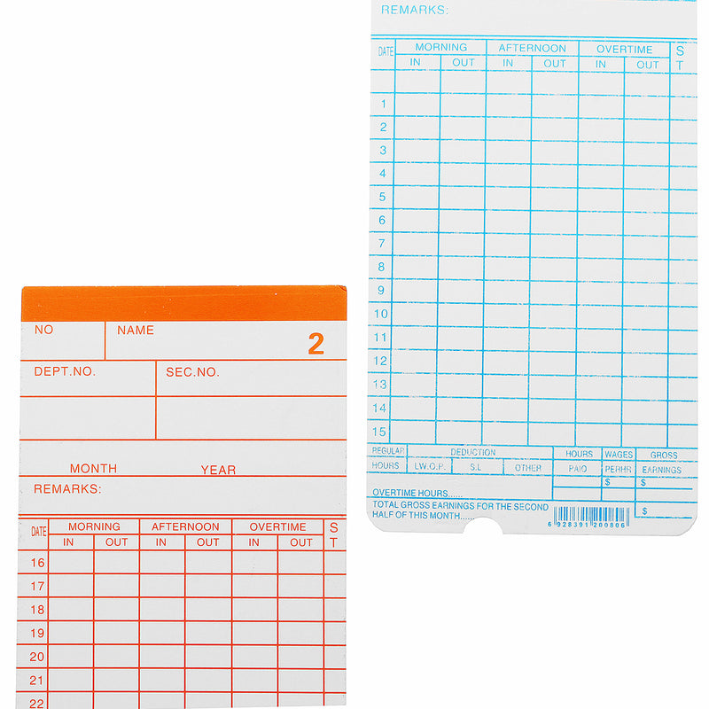 90Pcs Monthly Time Clock Cards Payroll For Employee Attendance Bundy Recorder Timer