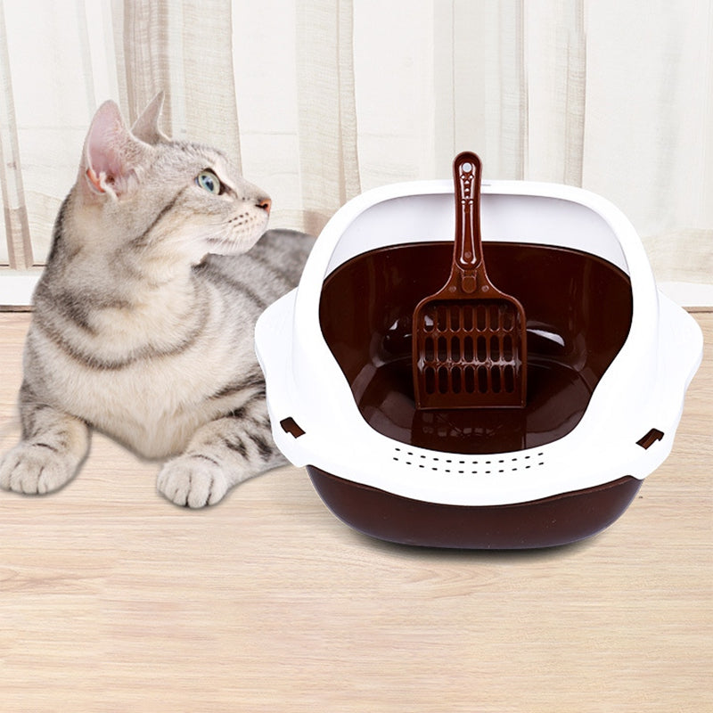 Large Size Cat Litter Box Semi-Closed Cat Sandbox Toilet for Pet Cat Traini D9O5