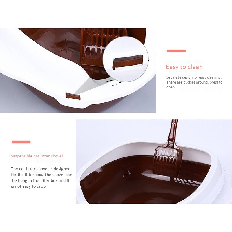 Large Size Cat Litter Box Semi-Closed Cat Sandbox Toilet for Pet Cat Traini D9O5