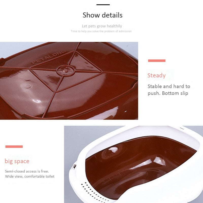 Large Size Cat Litter Box Semi-Closed Cat Sandbox Toilet for Pet Cat Traini D9O5