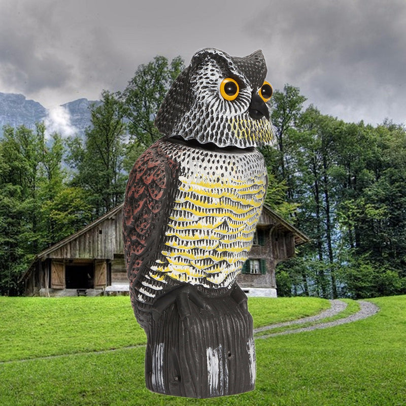 Artificial Resin Owl with Rotating Head Outdoor Hunting Decoy Garden Yard Landscape Ornament