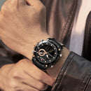 NAVIFORCE 9163 Waterproof Alarm Business Style Dual Display Watch Full Steel Quartz Watch