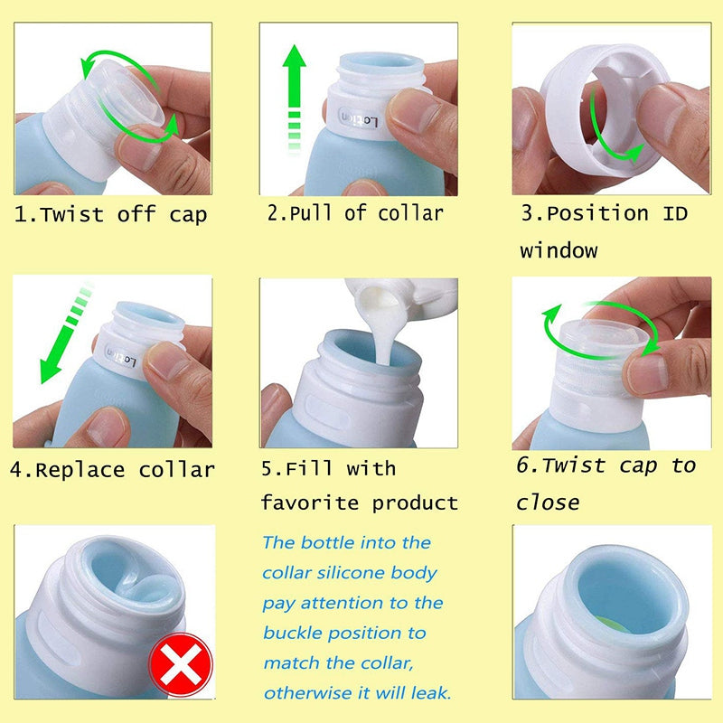 Leakproof Silicone Travel Bottles Accessories Set, 3Oz (90Ml) 4 Pack RefillaC7K2