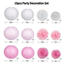 15Pcs Decorations Paper Flower Ball Paper Paper Lanterns Set Party Wedding  T9G7