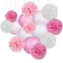 15Pcs Decorations Paper Flower Ball Paper Paper Lanterns Set Party Wedding  T9G7