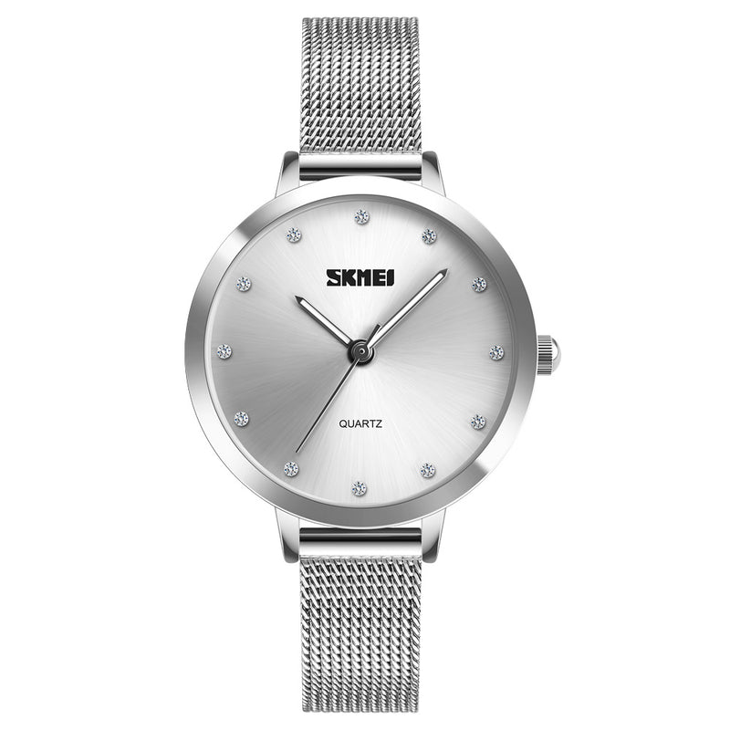 SKMEI 1291 Crystal Quartz Watches Ultra Thin Dial Full Steel Women Wrist Watch