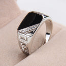 Trendy Alloy Ring Crystal Ring Rhinestone Rectangle Finger Ring for Men