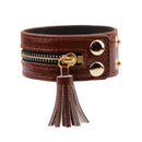Leather Zipper Wide Tassel Bracelets For Women