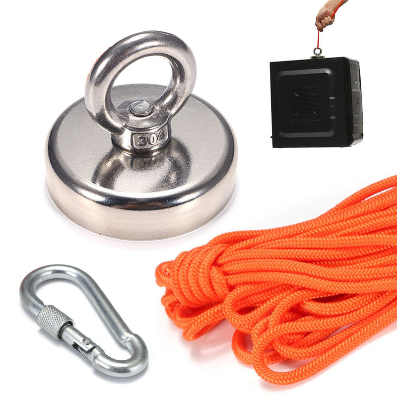 130kg D60mm Fishing Steel Ring Eyebolt Neodymium Magnet +10 Metre Rope