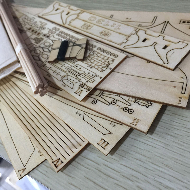 1:130 Scale Sailing Boats Model Assembly Wooden Sail Boat Home Decorations