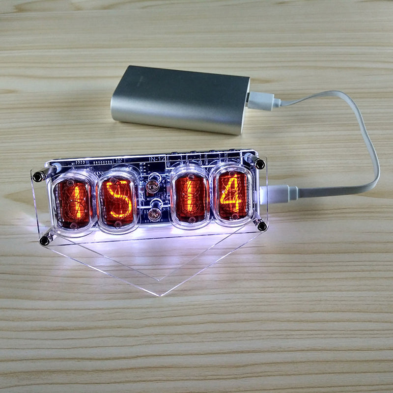 IN-12 Glow Tube Clock 4-bit IN12 Glow Tube Clock Seven-color RGB LED DS3231 Nixie Clock IN-12B