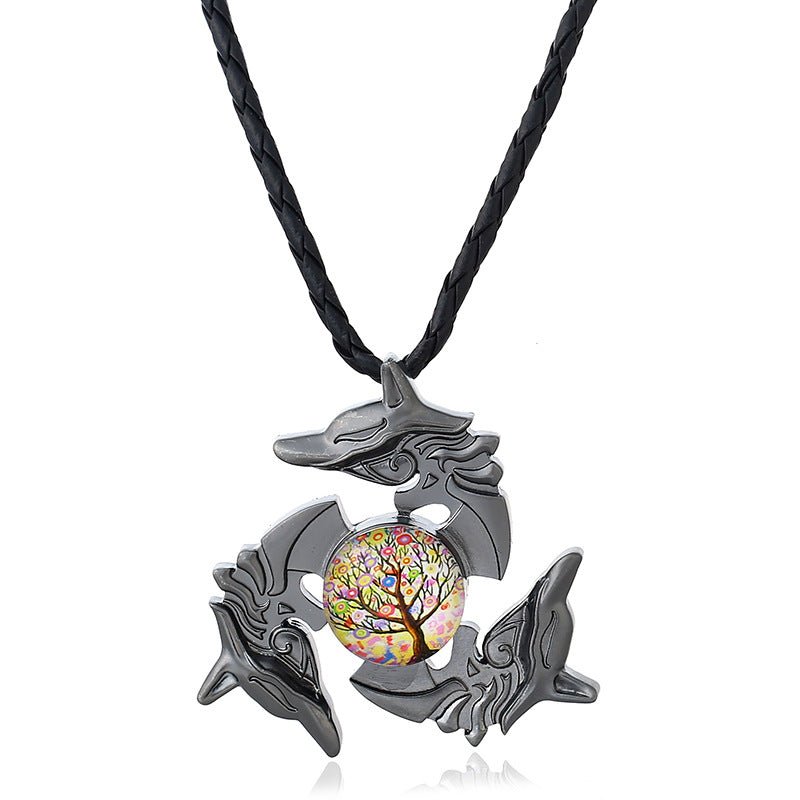 Unisex Fidget Spinner Dragon Necklace Pendant Necklace for Men Women
