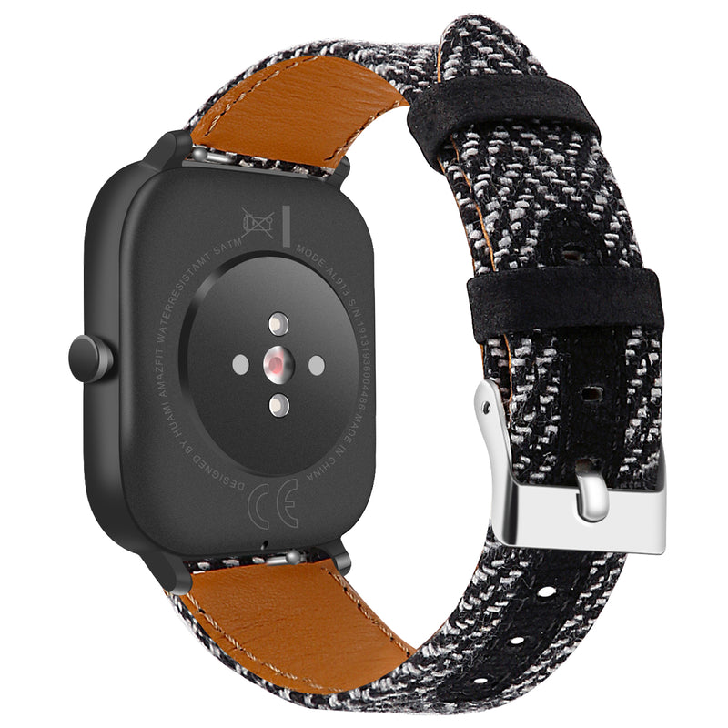 Bakeey 20MM Nylon Canvas Genuine Leather Watch Band For Amazfit GTS