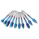 Drillpro 10Pcs 3mm Shank Blue Nano Tungsten Carbide Burrs 6mm Head Rotary File Set