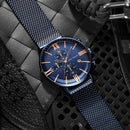 MINI FOCUS MF0236G Business Chronograph Calendar Mesh Steel Quartz Watch Men Wristwatch