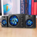 2.1 Computer bluetooth Speaker Wooden Bass TF Card U Disk LED Light Wired Speakers