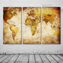 Miico Hand Painted Three Combination Decorative Paintings World Map Wall Art For Home Decoration