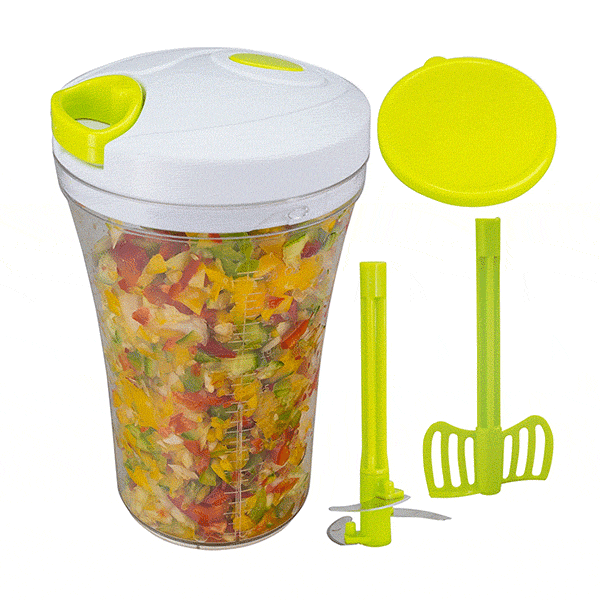 3 In 1 Multi-function Handheld Vegetable Chopper Mincer Blender Measuring Container Salad Food Tool