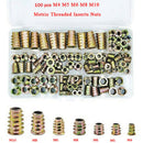 100Pcs Iron Galvanized Insert Wood Nut Hex Drive Head Furniture Nut Fitting