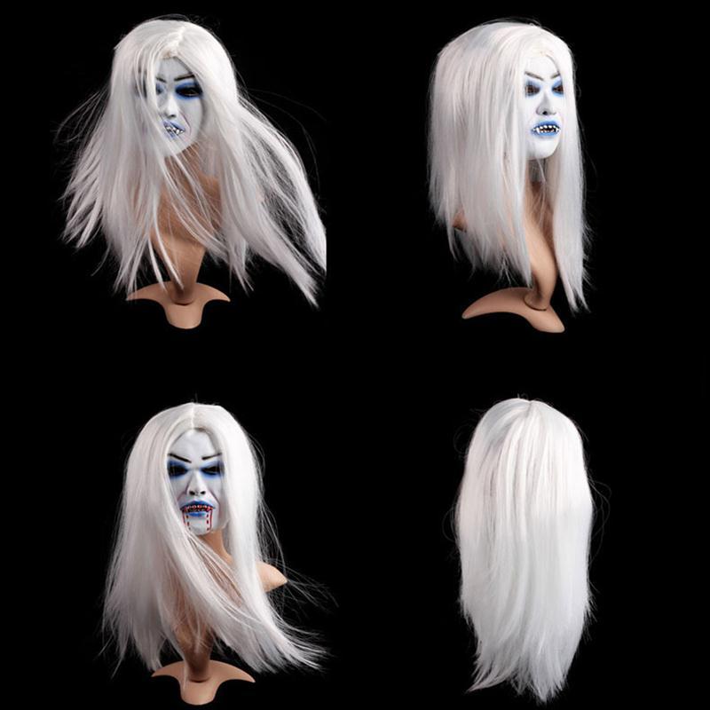 White Hair Bleeding Mask Ghost Festival Halloween Mask Masquerade Mask Party Supplies Props