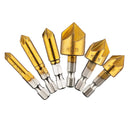 Drillpro 6pcs 6-19mm Countersink Drill Bit 5 Flutes Hex Shank Titanium Coated Chamfer Cutter Set