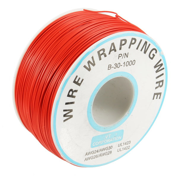 5pcs Red 0.55mm Circuit Board Single-Core Tinned Copper Wire Wrap Electronic Wire Jumper Cable