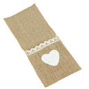 30Pcs Jute Burlap Lace Cutlery Pouch Wedding Tableware Party Decoration SuppJ2Z3