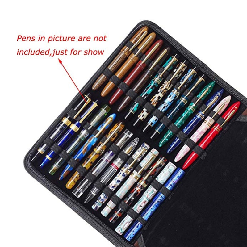 48 Roller Ball Pen Fountain Pen Ballpoint Pen Bag Brown Leather Pencil Case J4B4