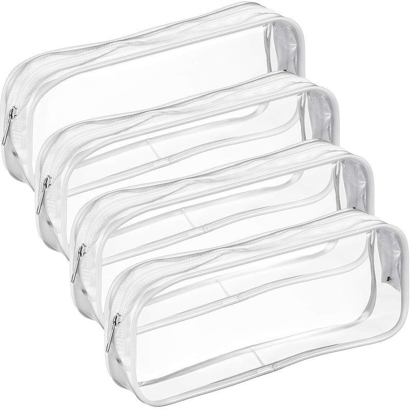 4 Pieces Clear PVC Zipper Pen Pencil Case, Big Capacity Pencil Bag Makeup P Q6C5