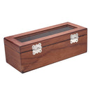 Tea Bag Stores Wooden Tea Box 3 Compartments Hinged Glass Lid Tea Organizer Jewelery Box Storage