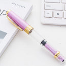 Wing Sung 3008 Piston Transparent Fountain Pen Wingsung Silver EF Nib & Trim Ink Pen Office School Gift