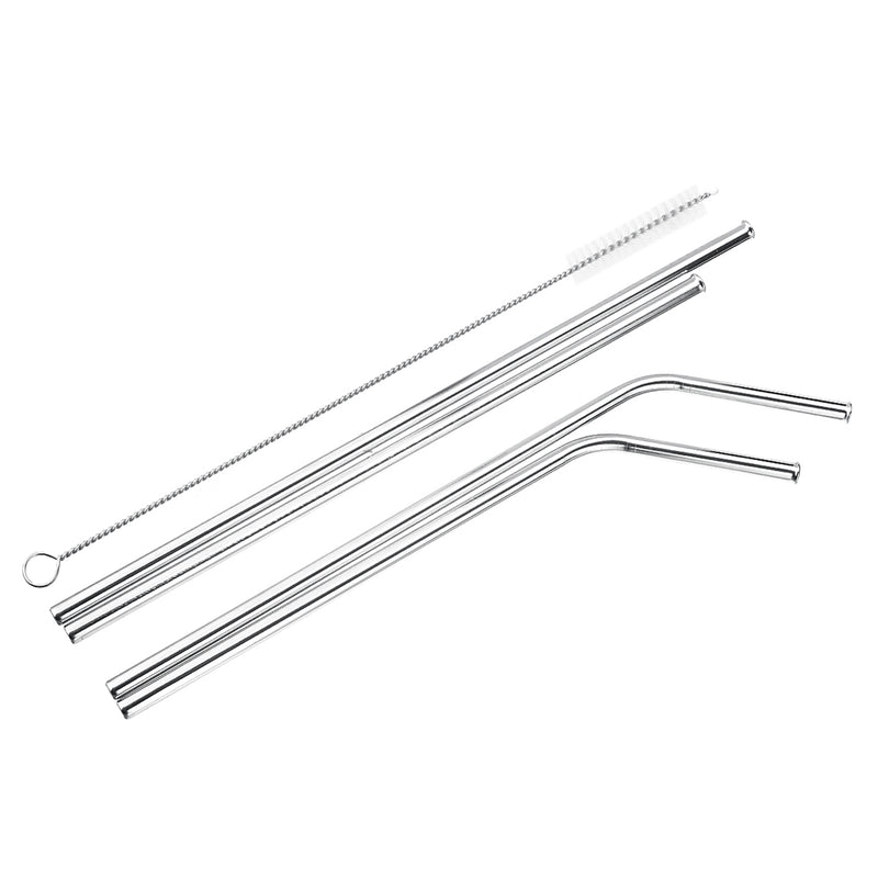 Stainless Steel Metal Drinking Straw Reusable Bar Cocktail Stirrer Eco Friendly Straws Set With Brush