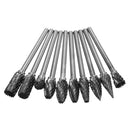 10pcs 3mm Shank Double Lines Tungsten Steel Carbide Burr Set 6mm Head Rotary Drill Bit