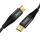 TOPK 60W PD USB C to Type C Quick Charging Data Cable For Xiaomi Mi9 HUAWEI MAte30 Pro 5G Pocophone MacBook