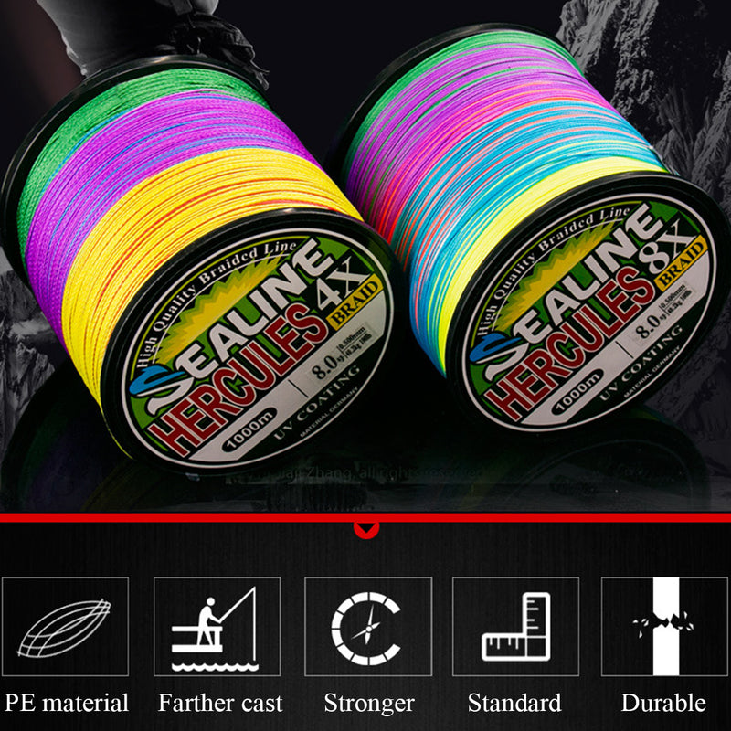 8 Strands Braided Fishing Line 500m Multi Color Super Strong Multifilament PE Braid Line 10LB 20LB 30LB 40LB 100LB 200LB