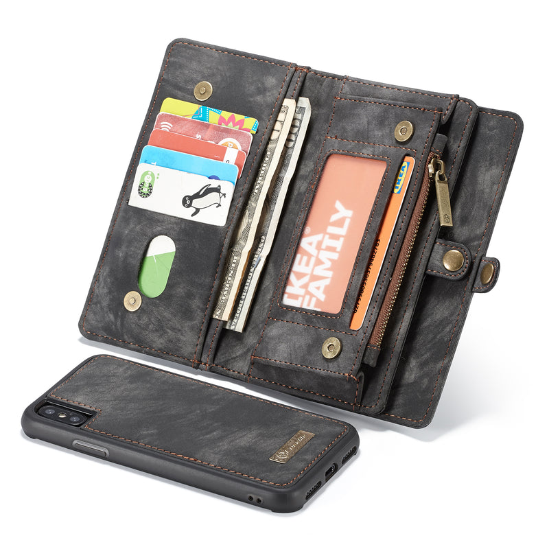 Caseme Magnetic Detachable Zipper Wallet Cash Pocket Card Slots Protective Case For iPhone XS Max