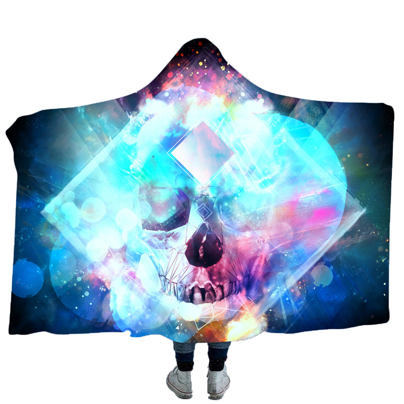 Hooded Blankets Flannel 3D Printed Galaxy Microfiber Wearable Thickened Blankets for Adults Kids