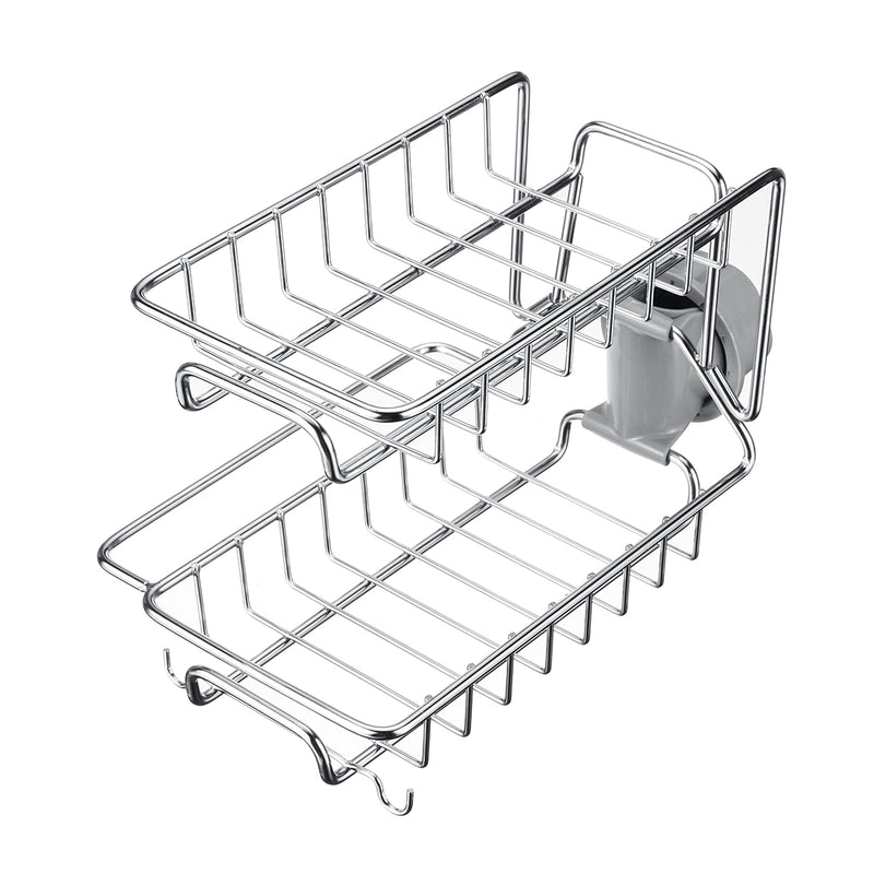 2 Layers Drain Rack Kitchen Sink Faucet Sponge Soap Cloth Storage Drying Holder