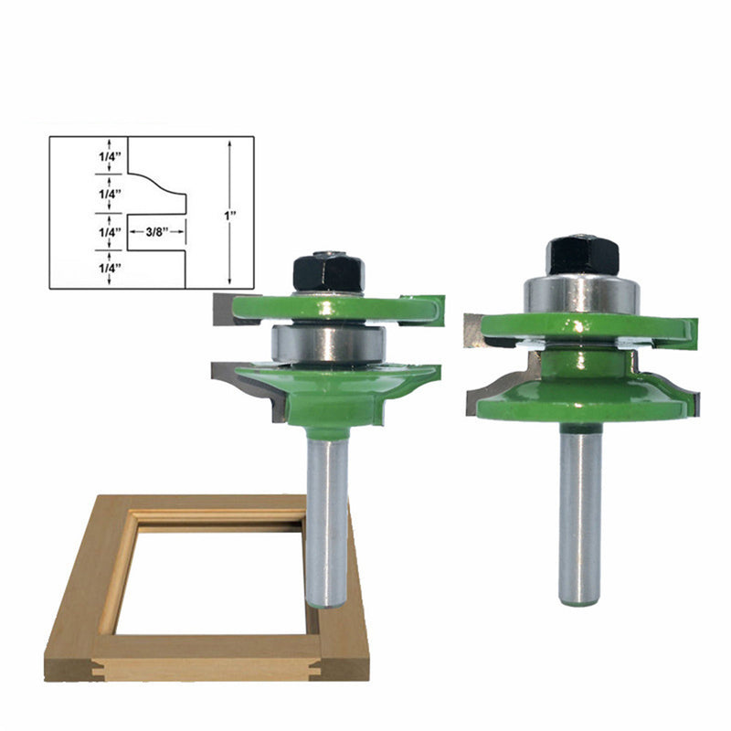 2Pcs 8mm Shank Tenon Router Bit Cabinet Door Panel Milling Woodworking Cutter
