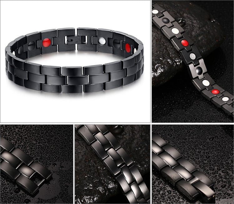 Black Stainless Steel Magnet Health Healing Men Bracelet Jewelry Gift